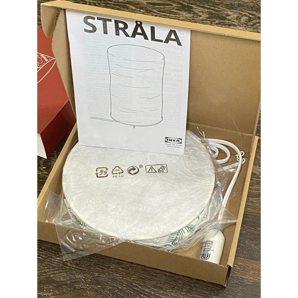 Ikea Strala Table Lamp Birds Handmade Rice Paper NEW 12